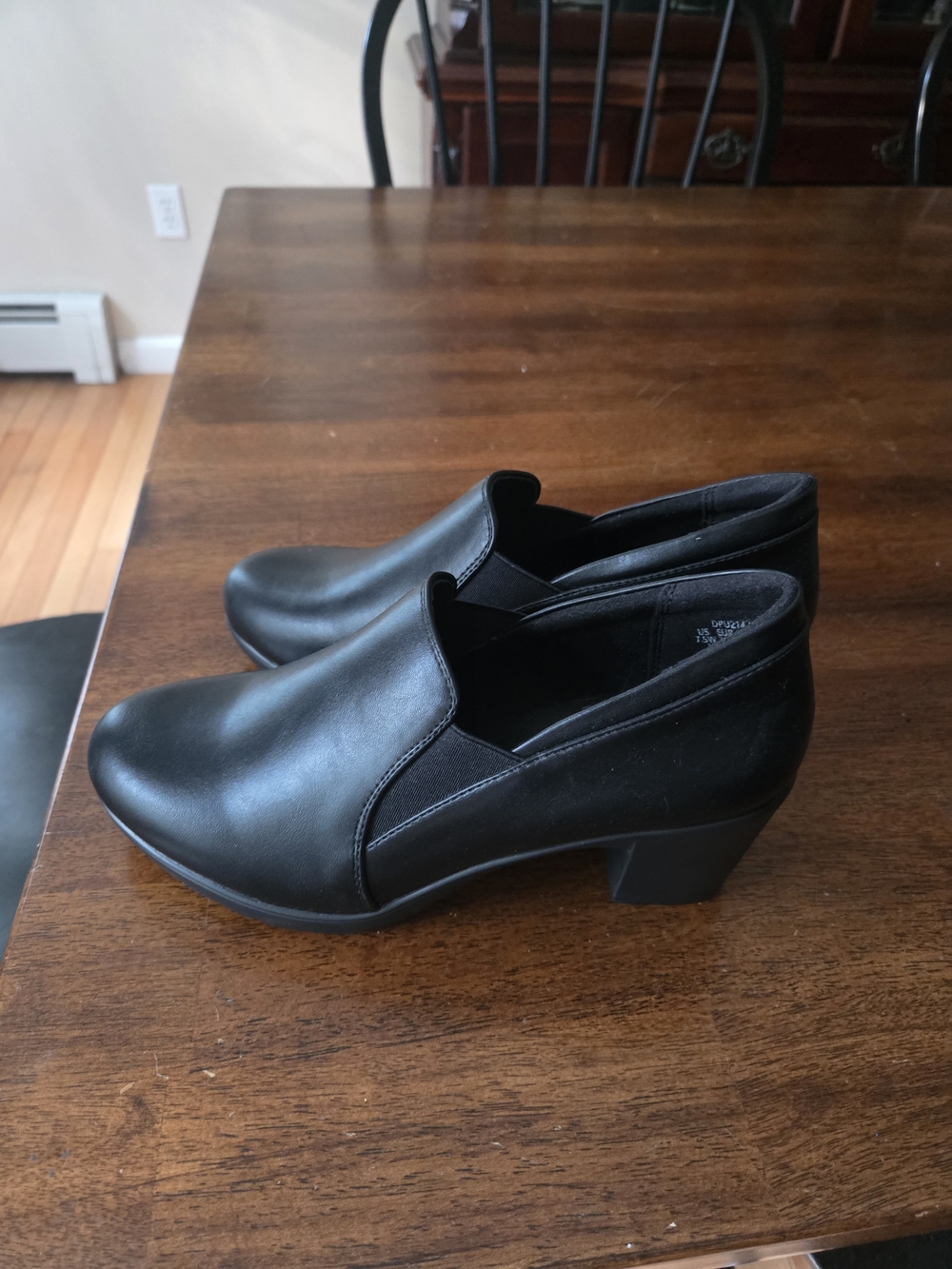 Black Slip-On Low Block Heel Loafers